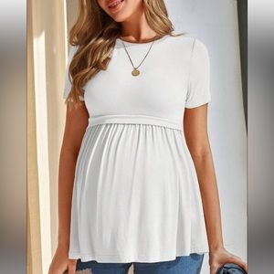 Maternity White Peplum Top